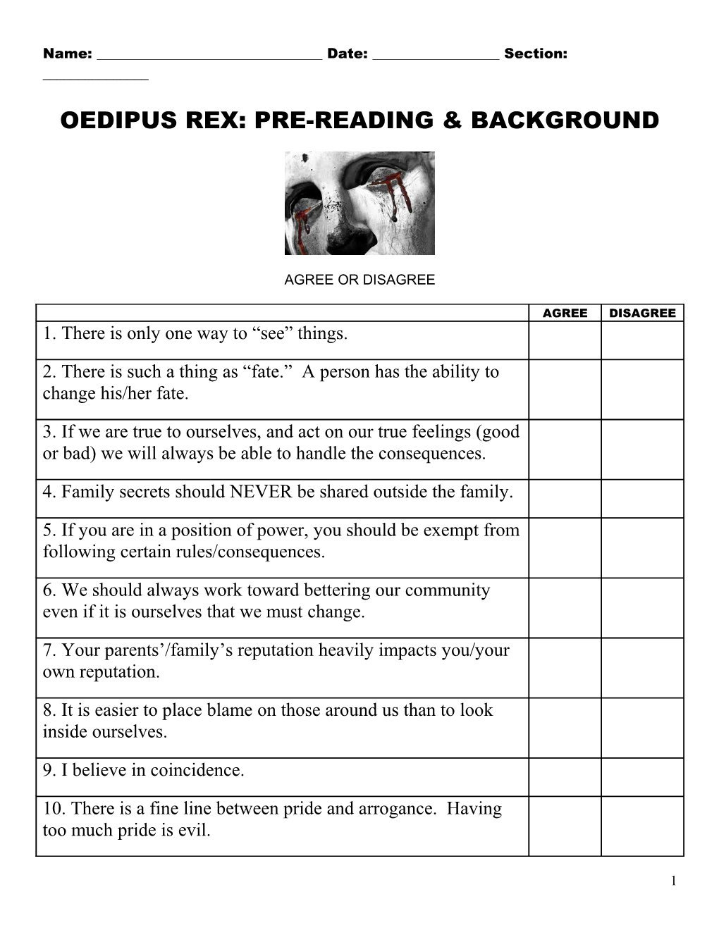 Oedipus Rex: Pre-Reading & Background