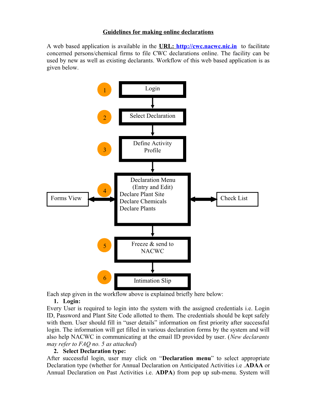 Guidelines for Using E-Filing System for Chemical Weapons Convention (CWC) Declarations