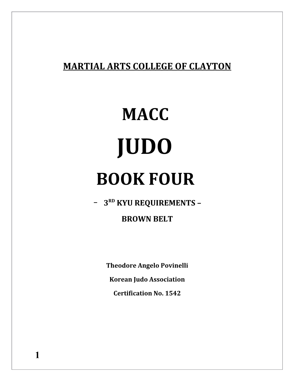 Martial Arts College of Clayton