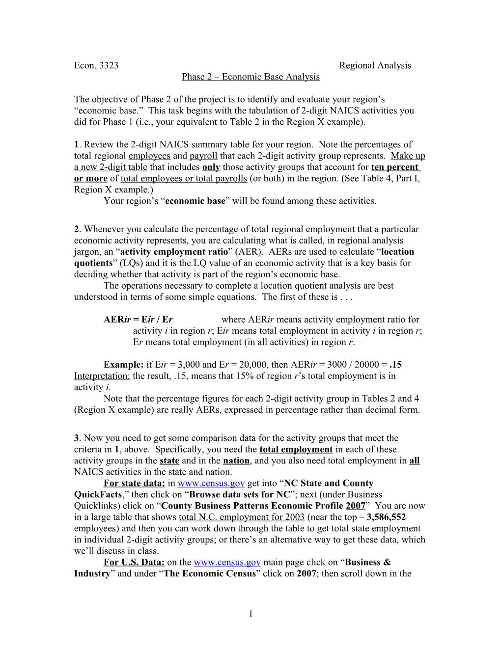 Phase 2 Economic Base Analysis