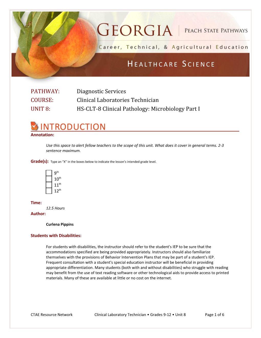 COURSE: Clinical Laboratories Technician