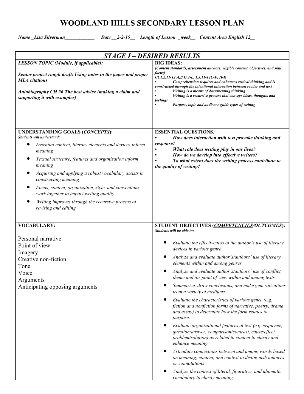 Fairless Elementary School Lesson Plan s3