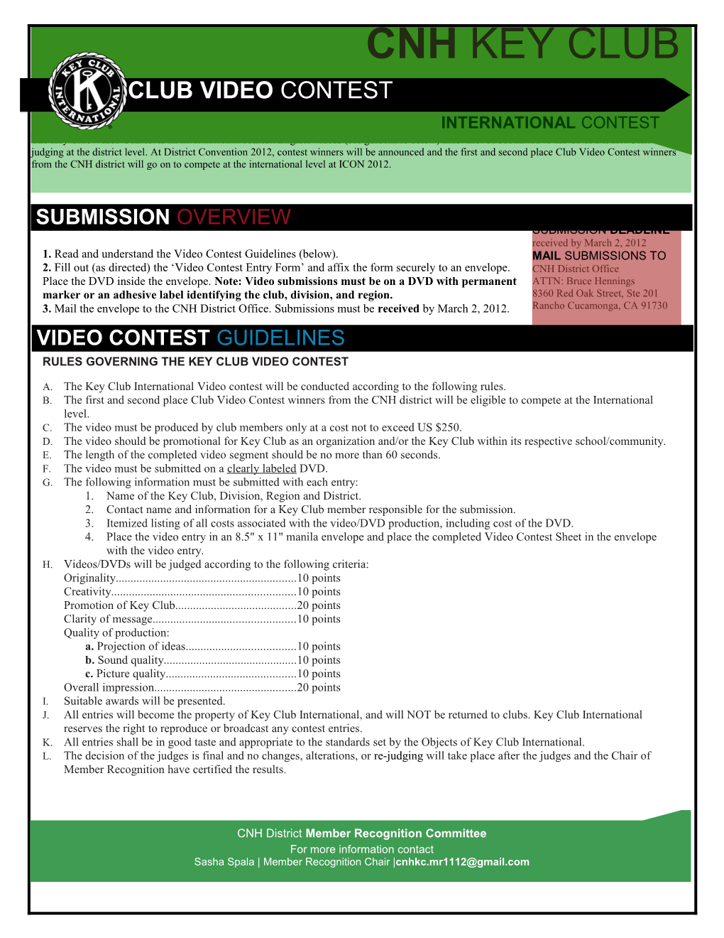 1. Read and Understand the Video Contest Guidelines (Below)