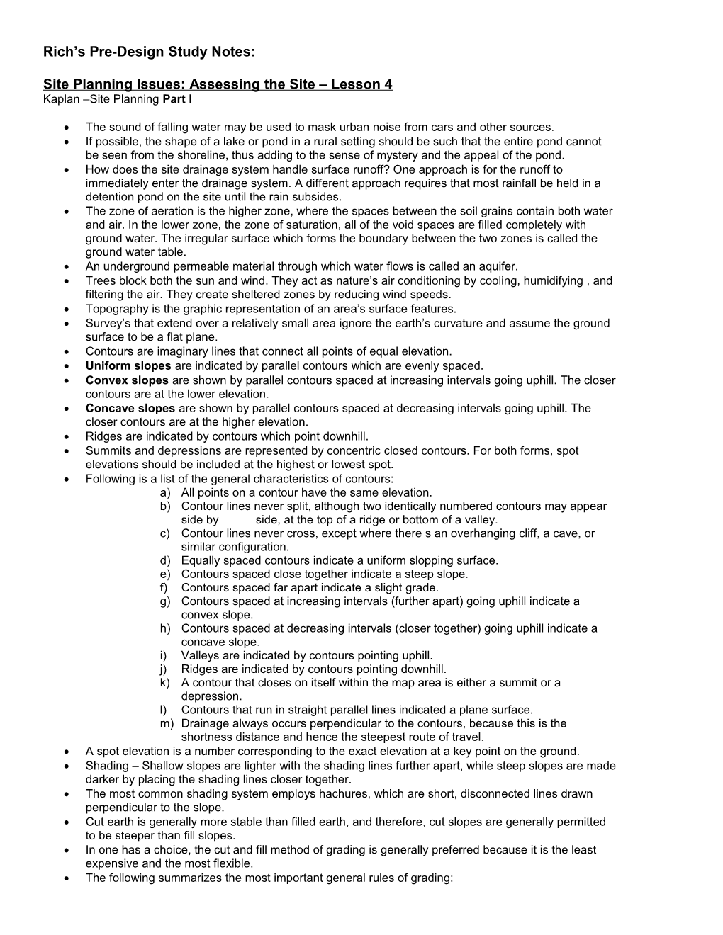 Site Planning Issues: Assessing the Site Lesson 4