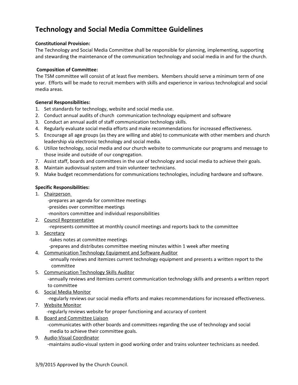 Technology and Social Media Committee Guidelines