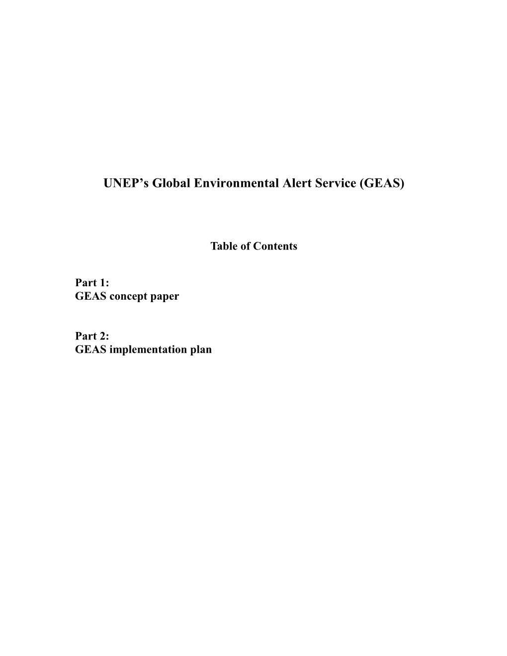 UNEP S Global Environmental Alert Service (GEAS)