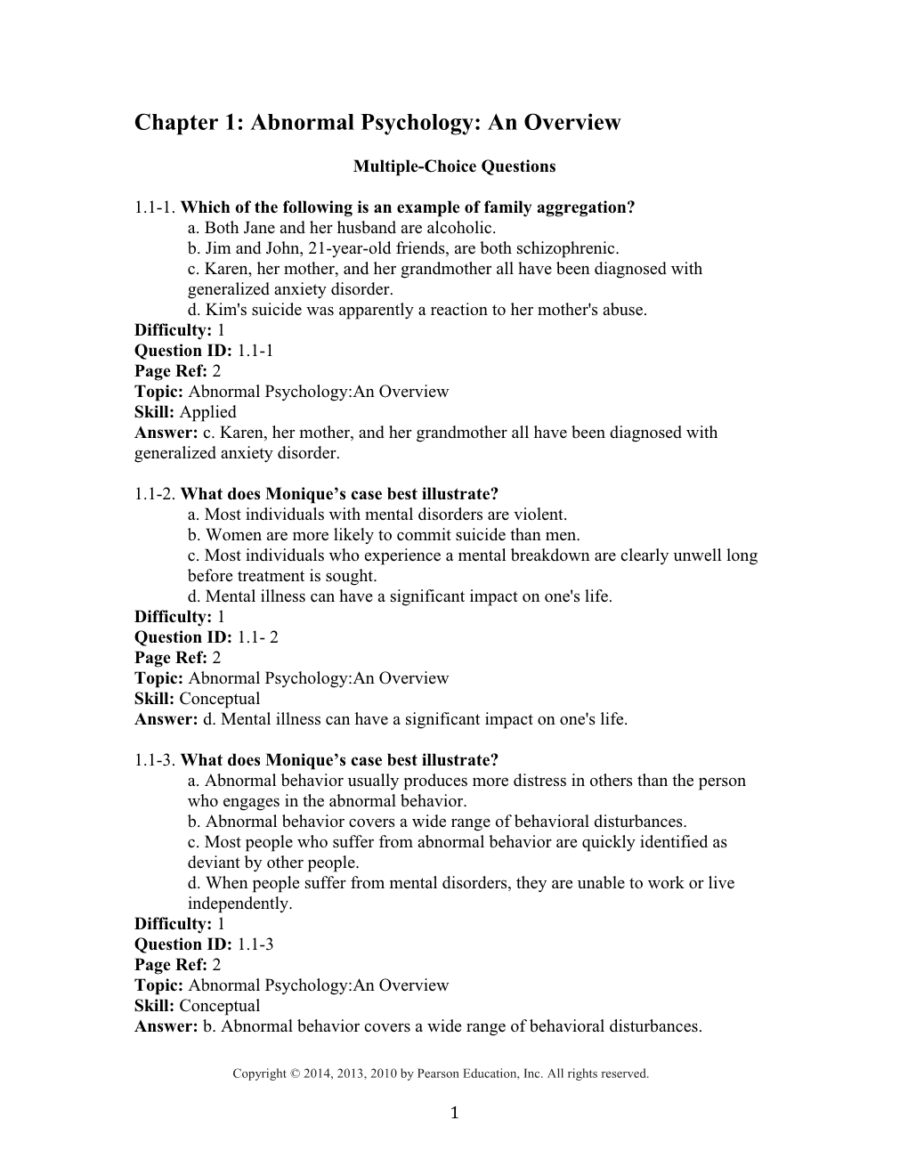 Chapter 1: Abnormal Psychology: an Overview