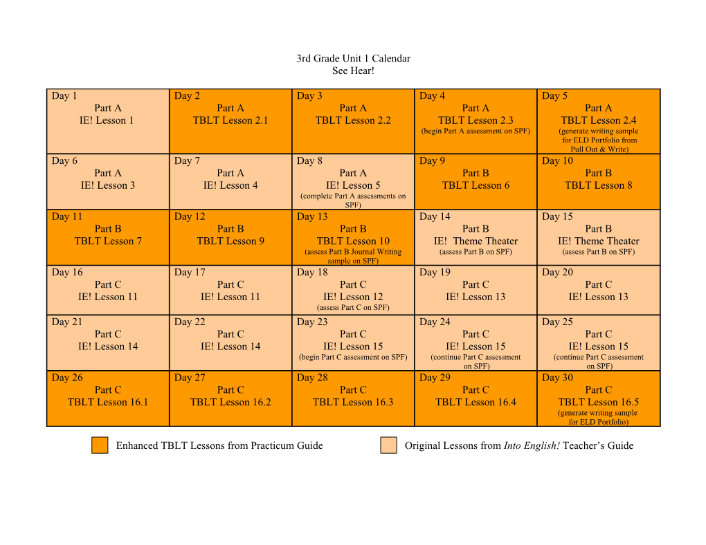 4Th Grade Unit 5 Calendar