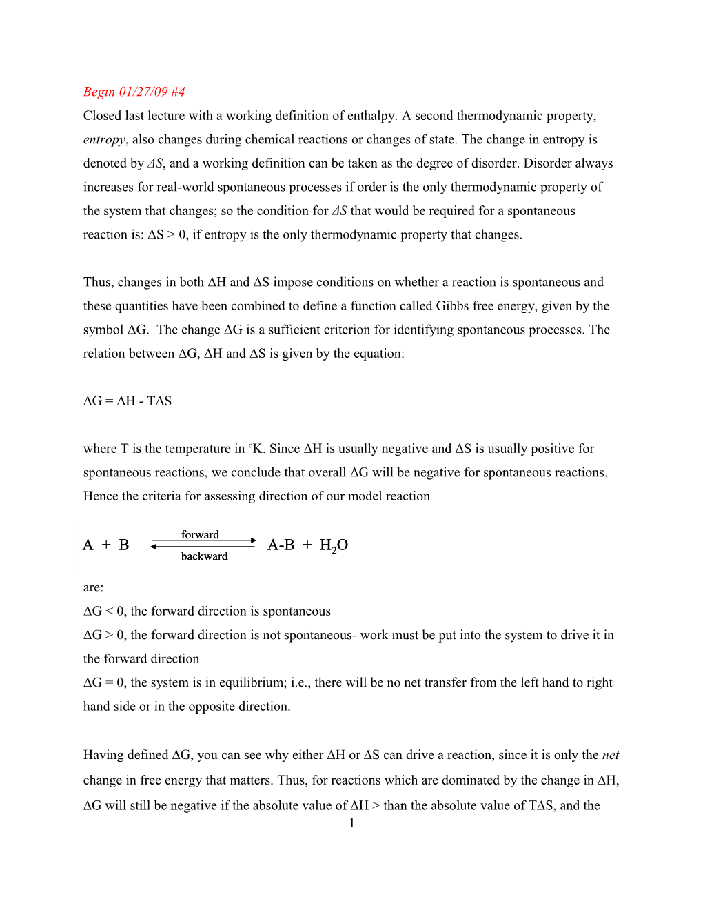 ΔG &lt; 0, the Forward Direction Is Spontaneous