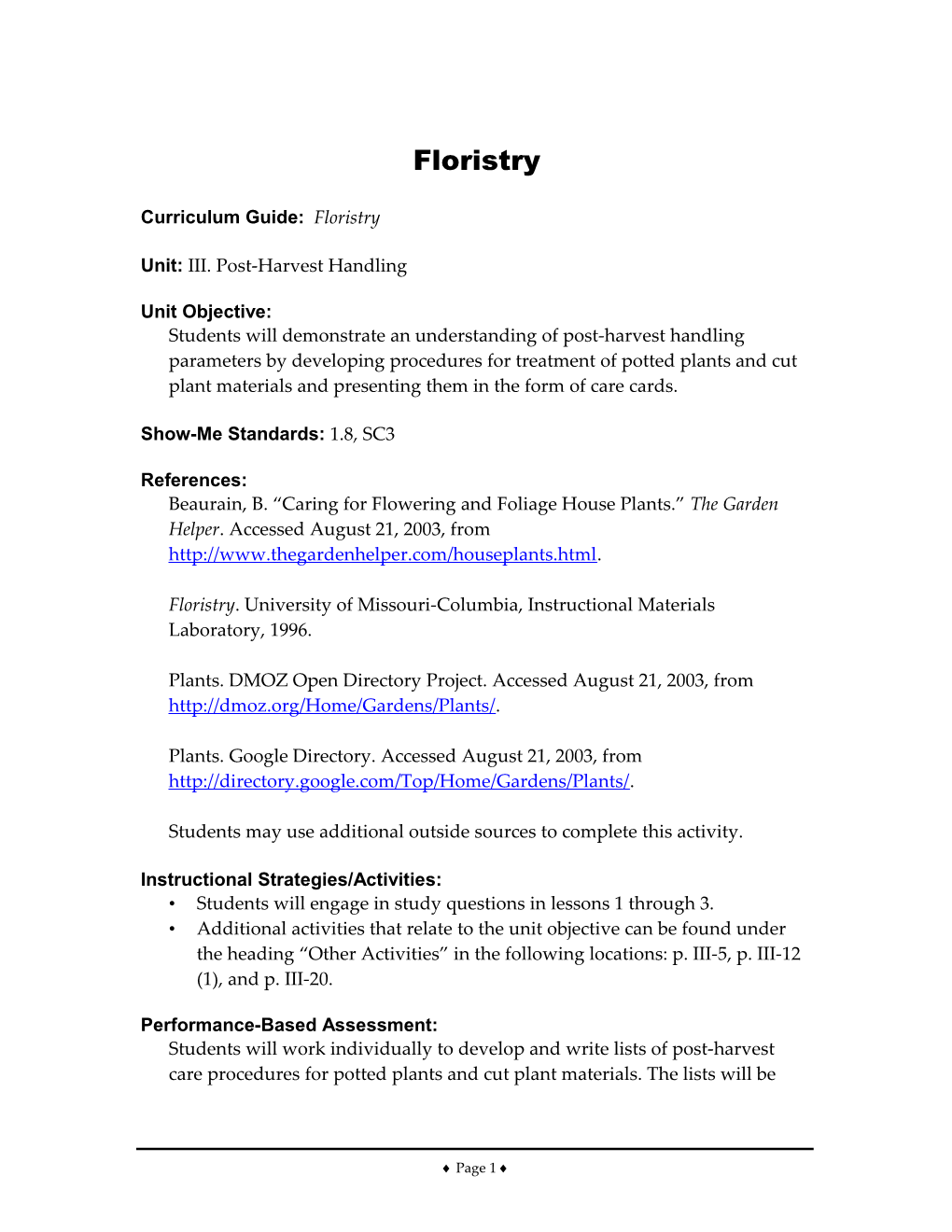 Course: Agricultural Science I s1