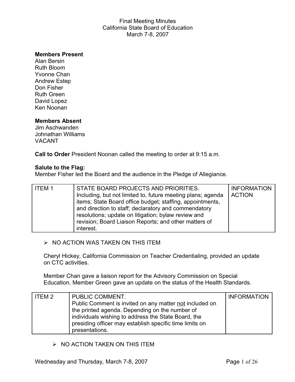 Final Minutes March 7-8, 2007 - SBE Minutes (CA State Board of Education)