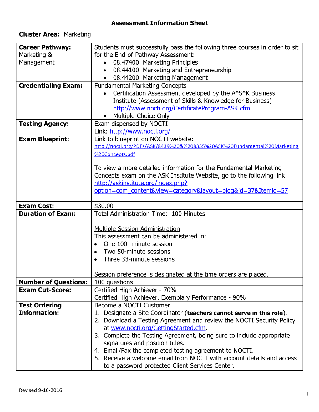 Assessment Information Sheet s2