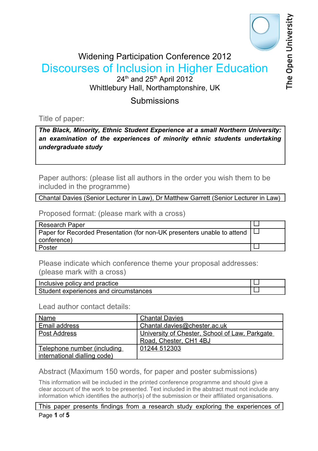 Centre for Widening Participation