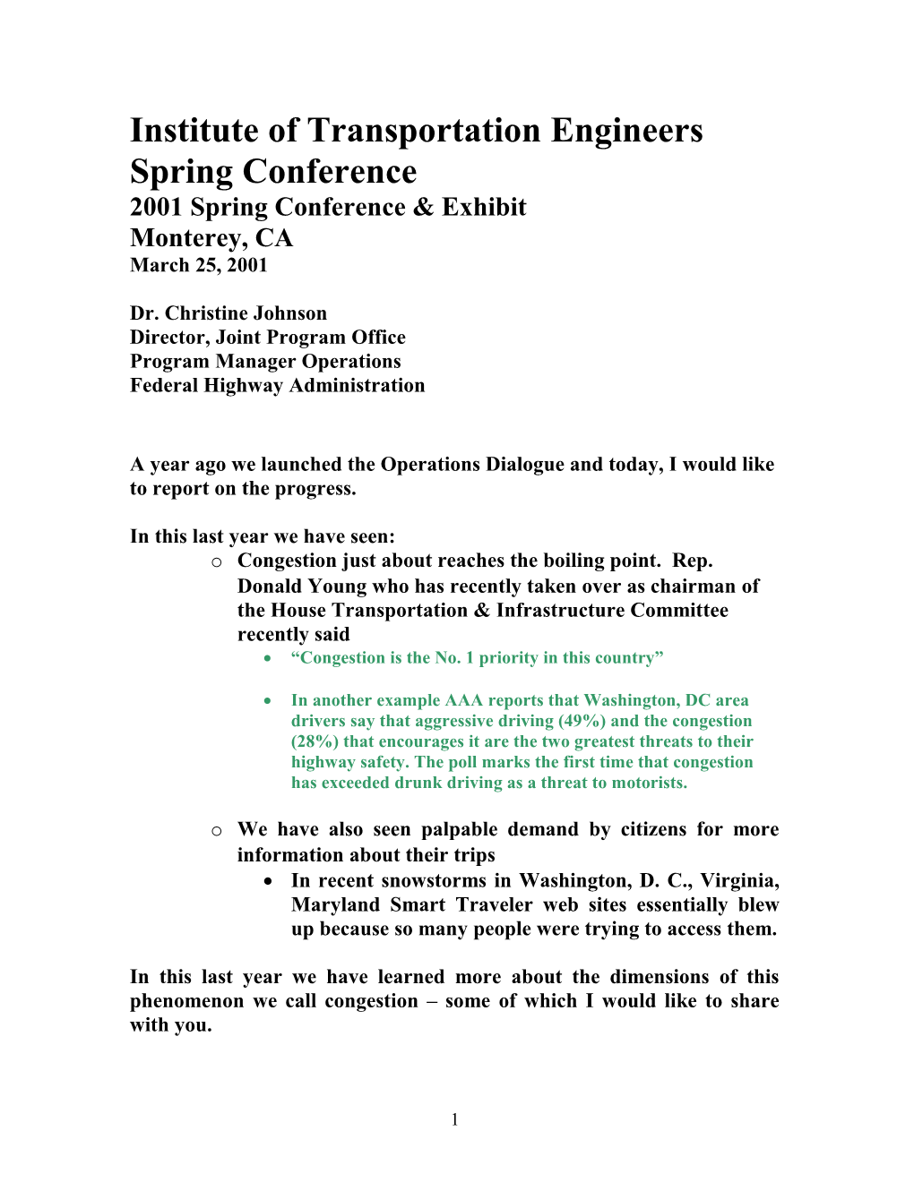 Institute of Transportation Engineers Spring Conference