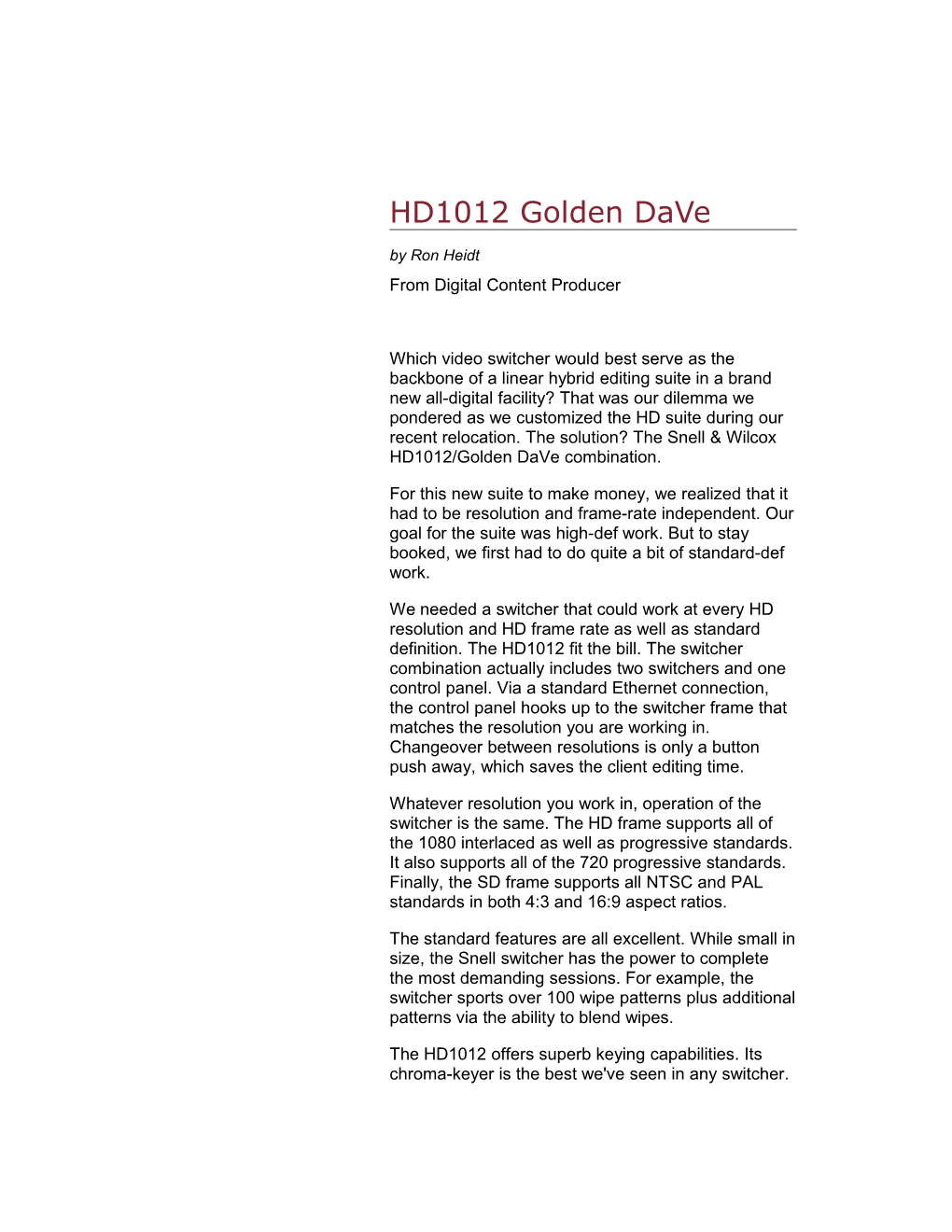 HD1012 Golden Dave