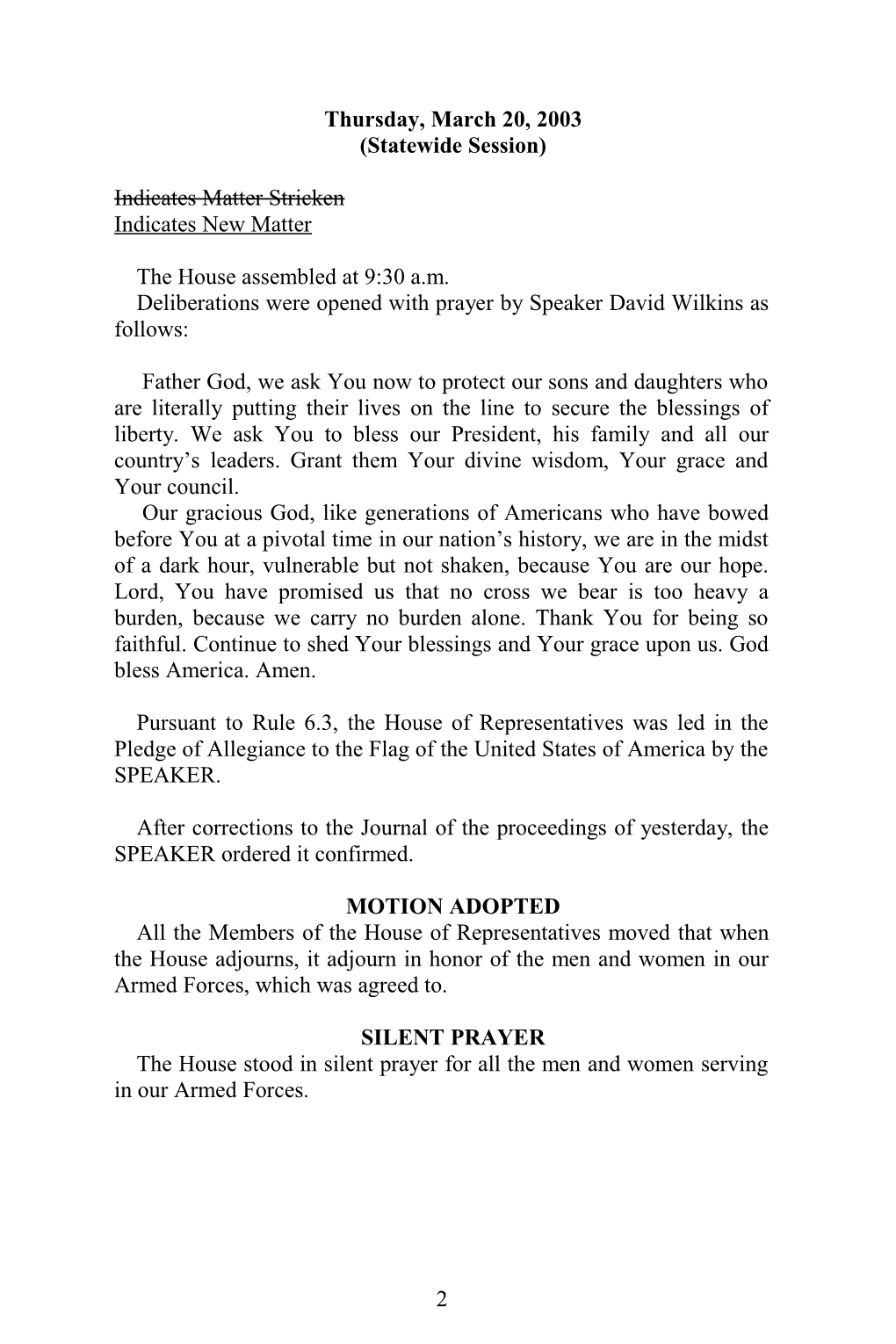 House Journal for Mar. 20, 2003 - South Carolina Legislature Online