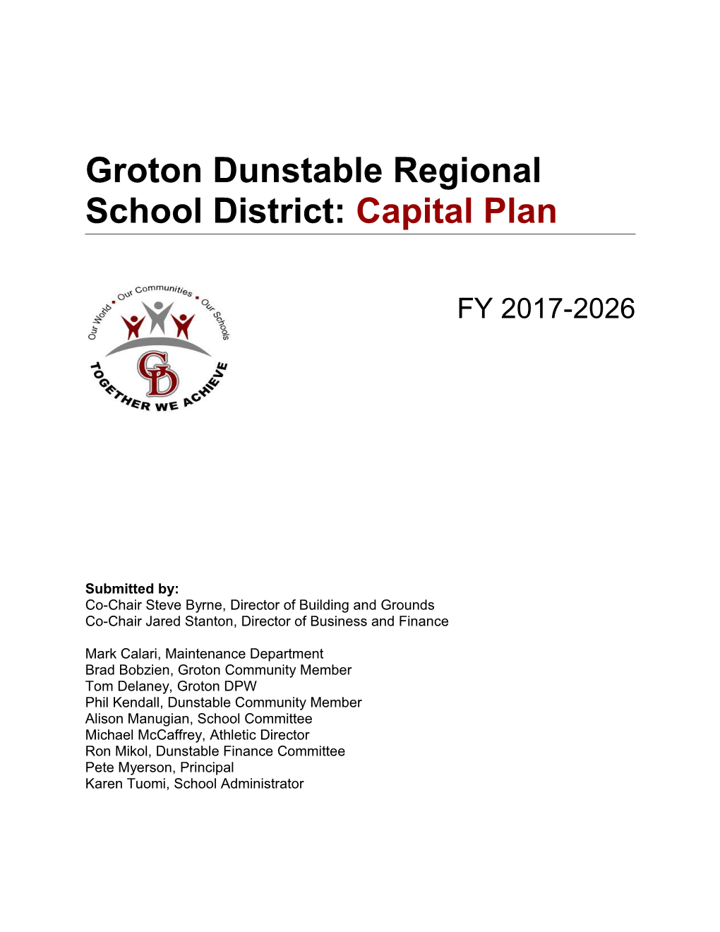 Groton Dunstable Regional School District: Capital Plan