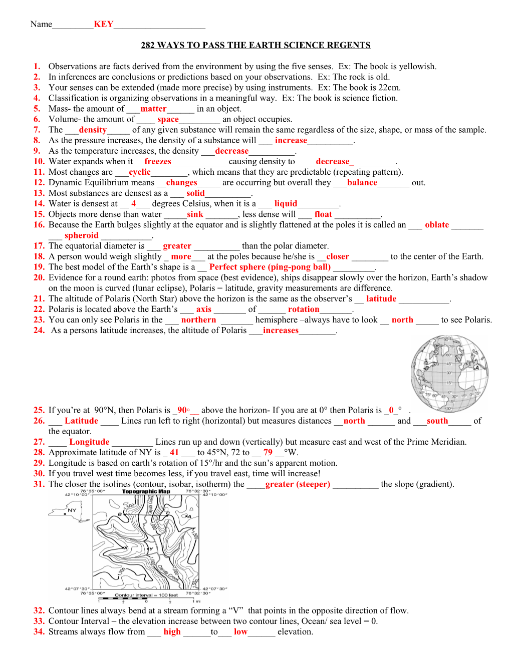 282 Ways to Pass the Earth Science Regents