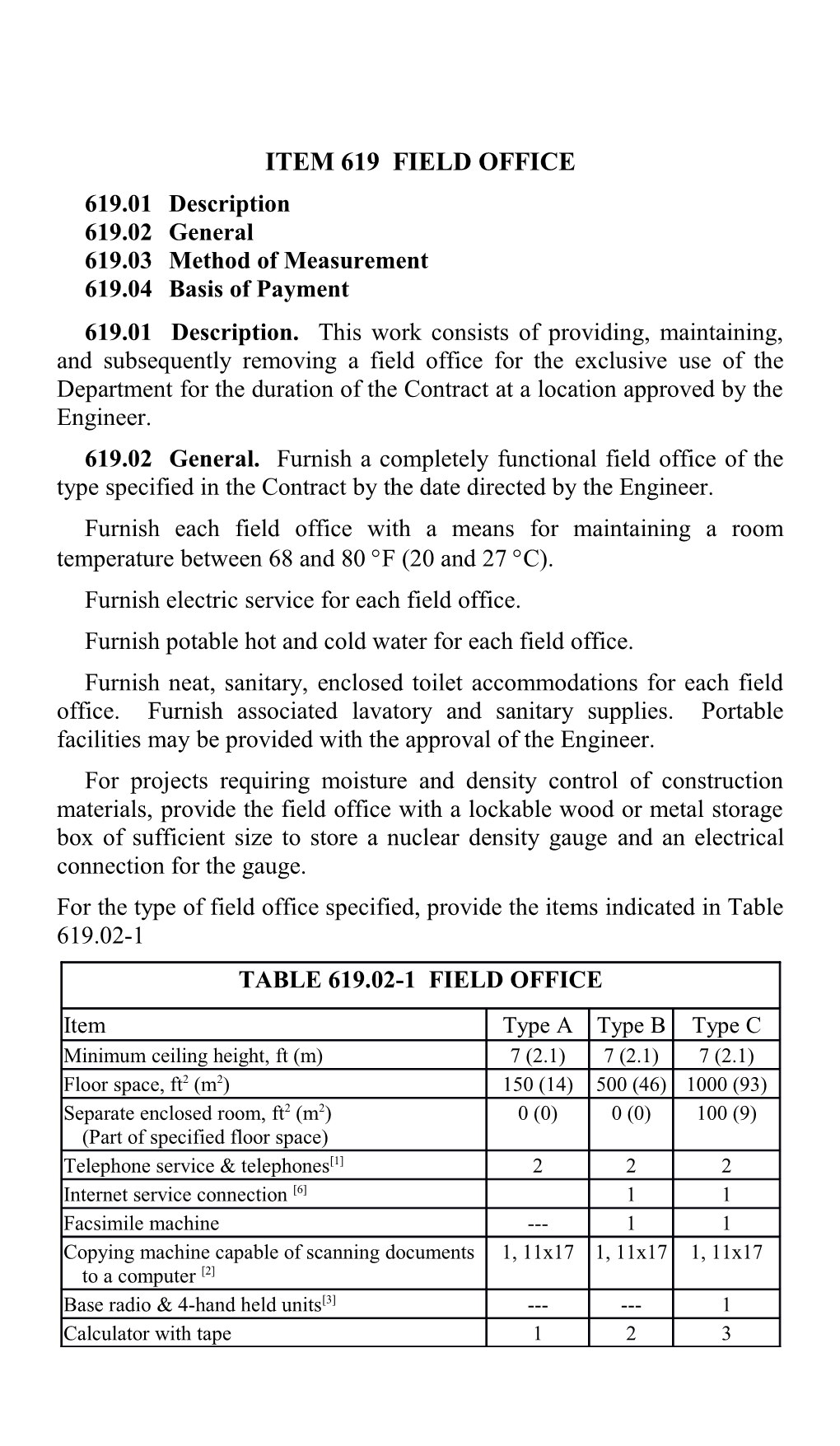 Item 619 FIELD OFFICE