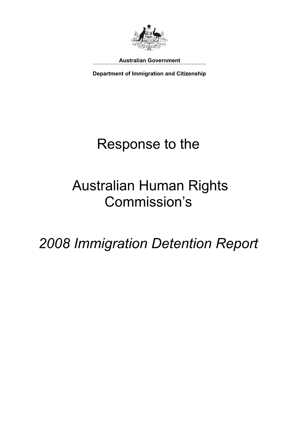 Department of Immigration and Citizenship - Response to Australian Human Rights Commission S
