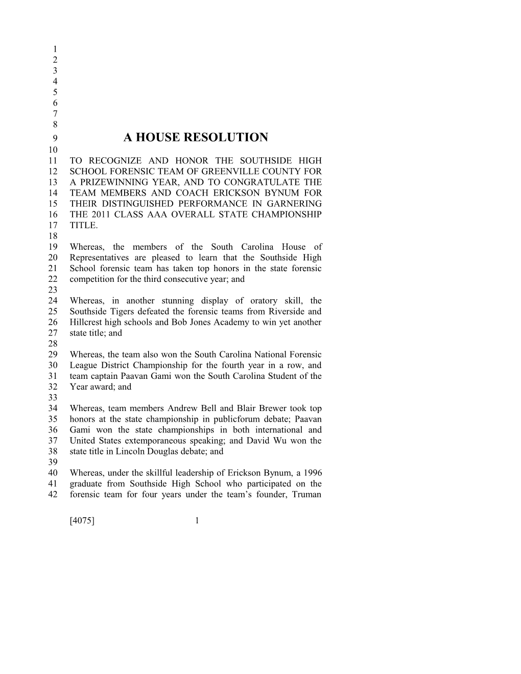 A House Resolution s18
