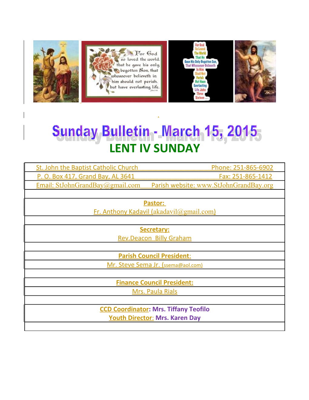 Second Collection This Sunday, March 15Th, Will Be for Catholic Relief Services