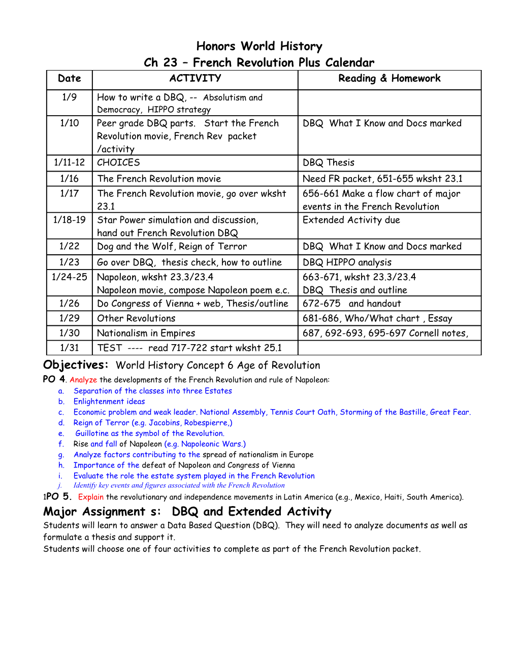 Ch 23 French Revolution Plus Calendar