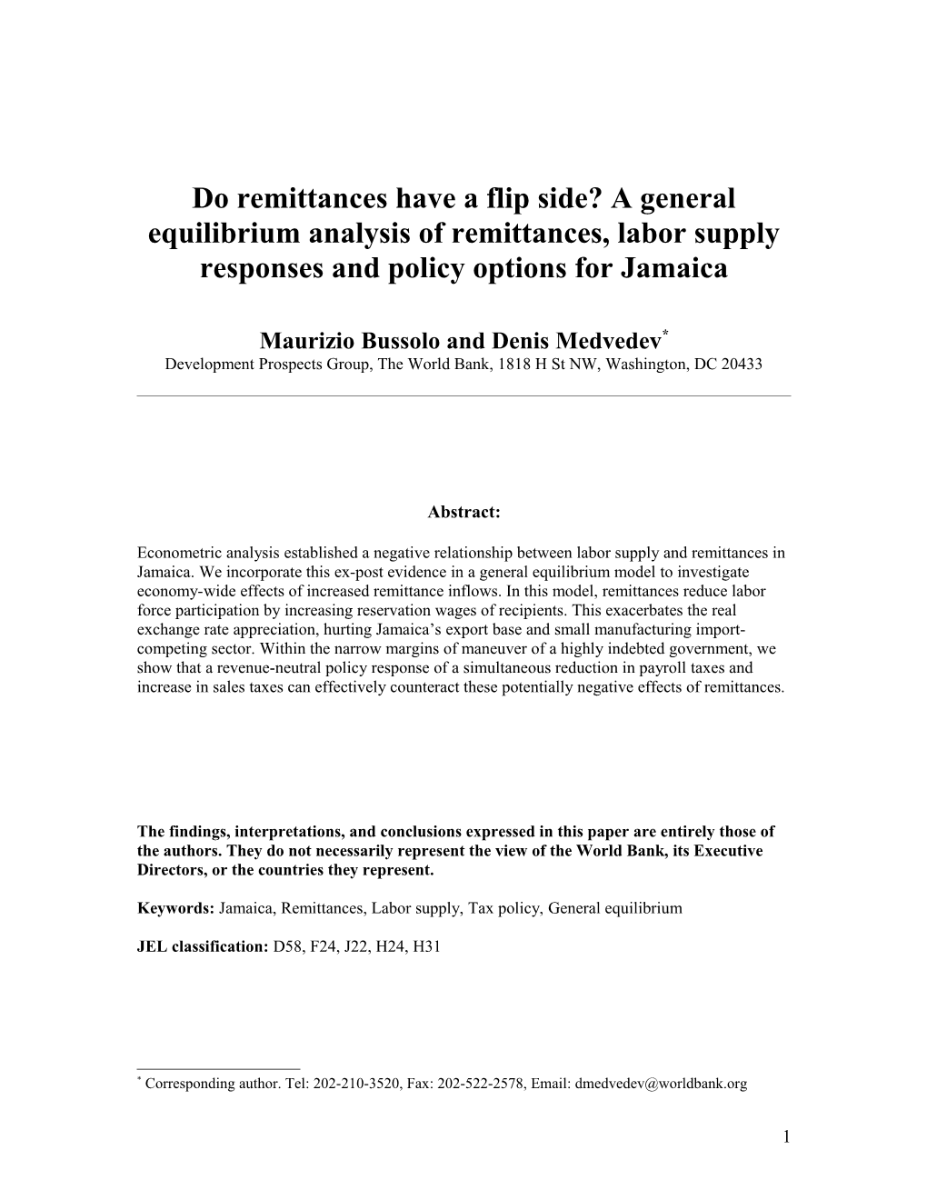 Do Remittances Have a Flip Side? a General Equilibrium Analysis of Remittances, Labor