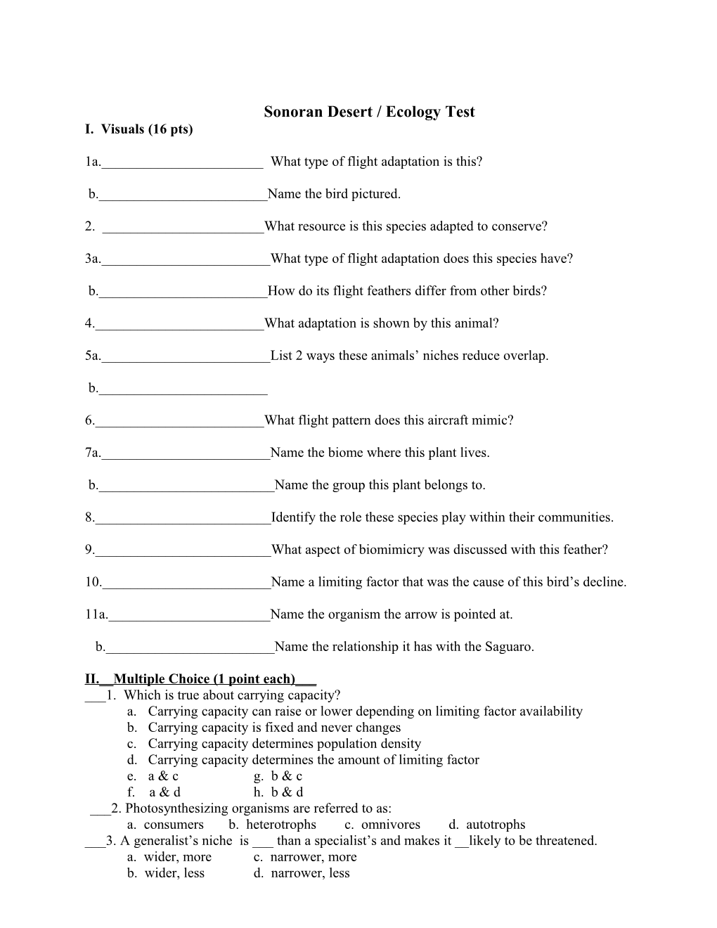 Sonoran Desert / Ecology Test