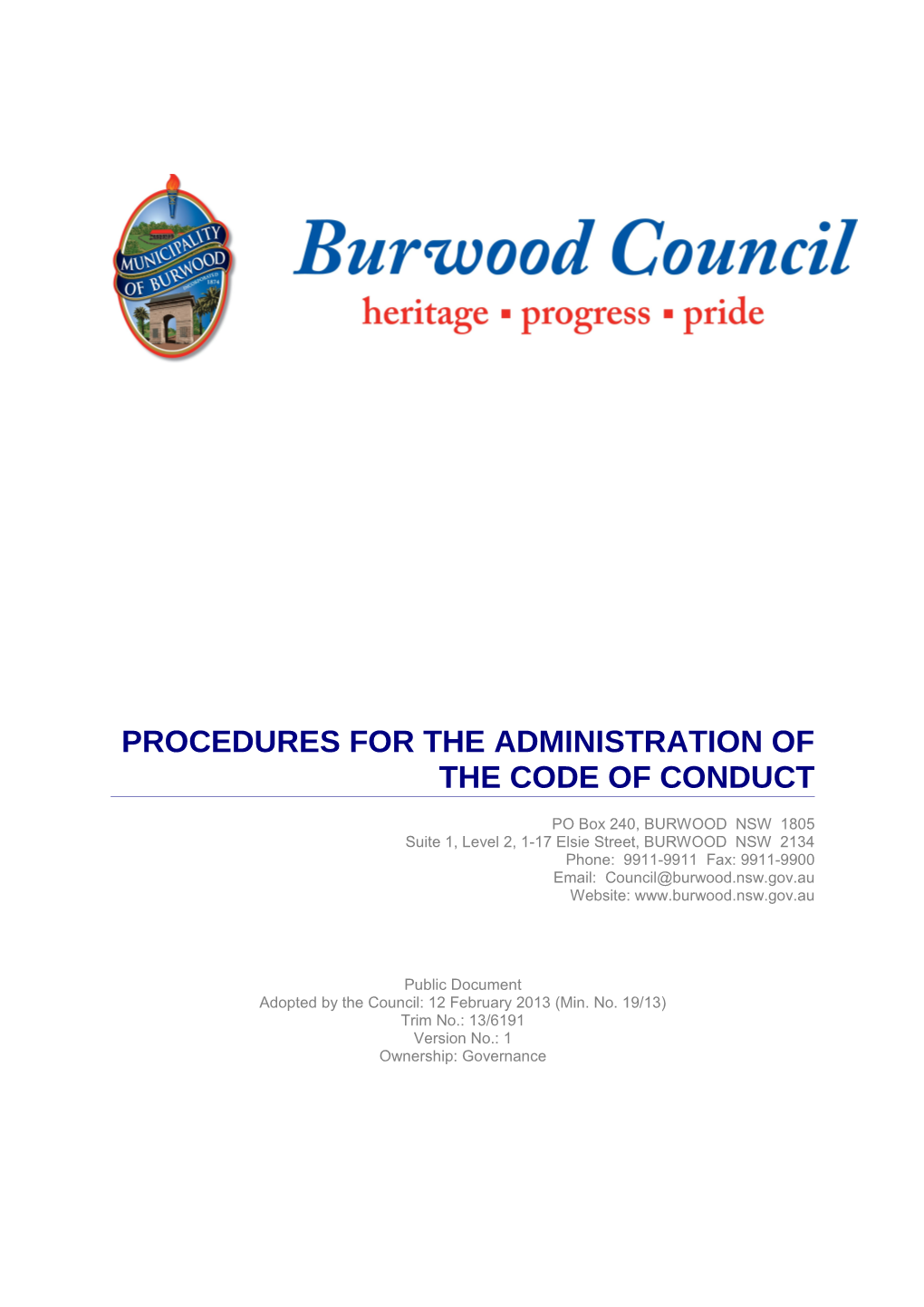Procedures for the Administration of the Code of Conduct