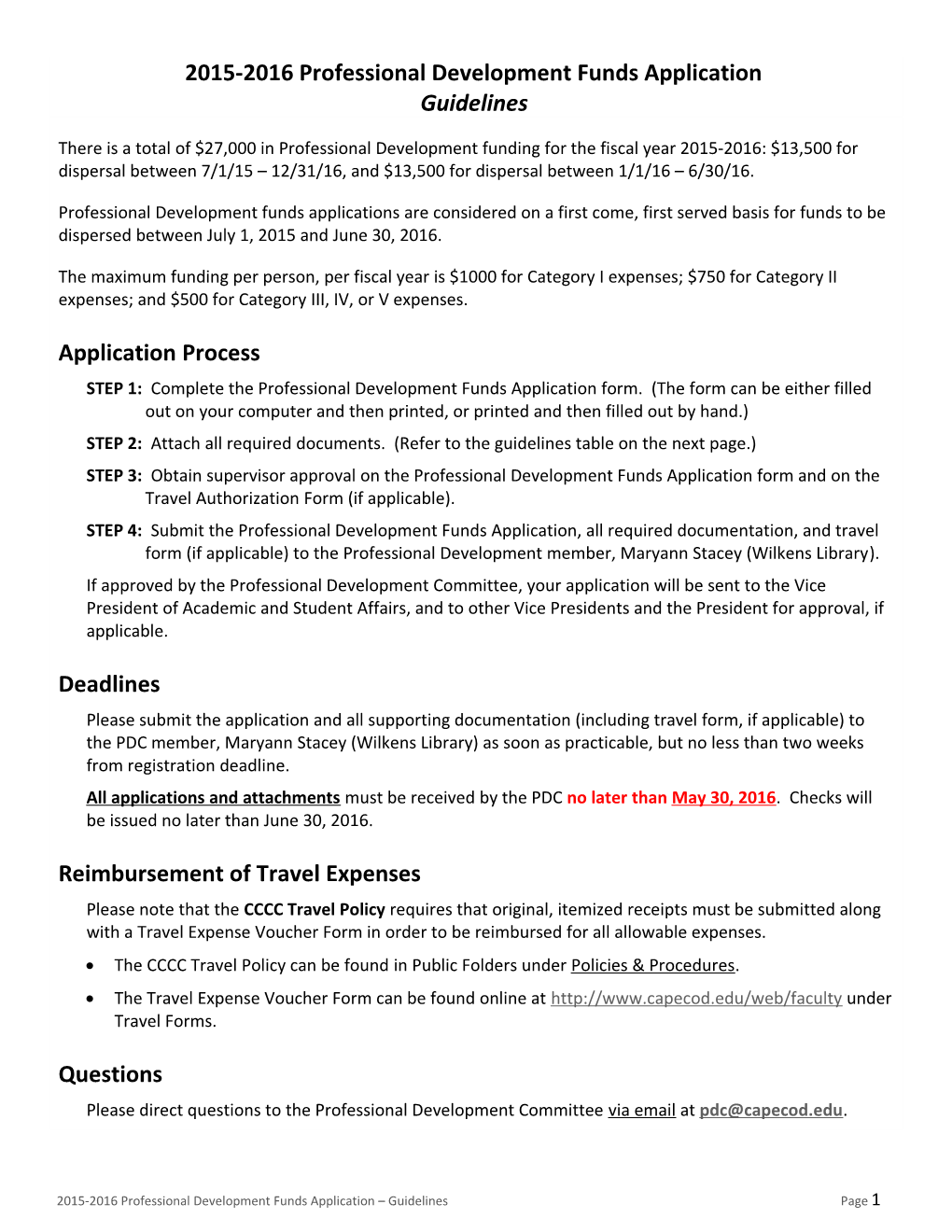 2015-2016Professional Development Funds Application Guidelinespage 1