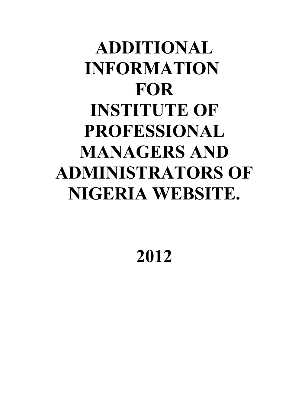 Institute of Professional Managers and Administrators of Nigeria Website