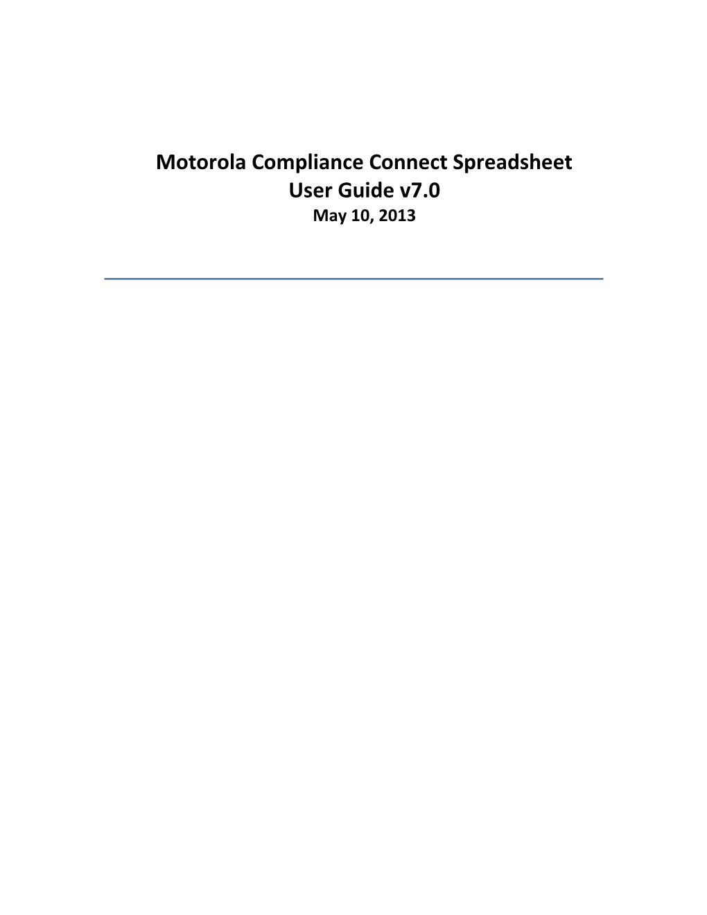 Motorola Compliance Connect Spreadsheet