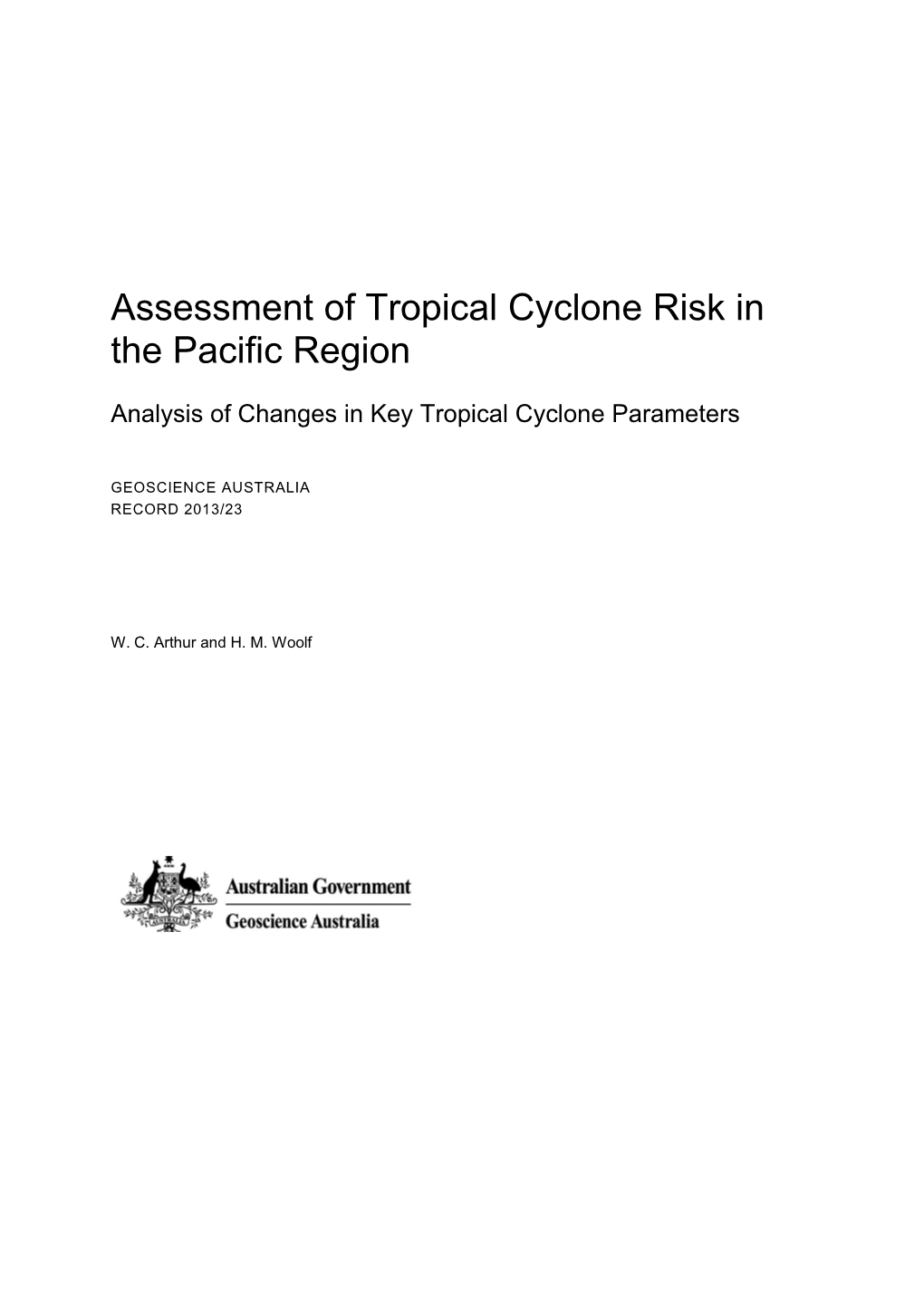 Tropical Cyclone Risk Assessment in the Pacific Region