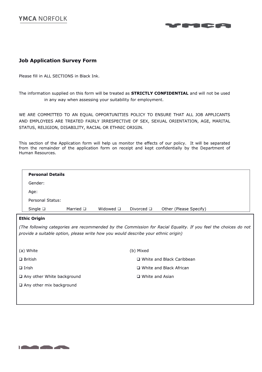 Job Application Survey Form