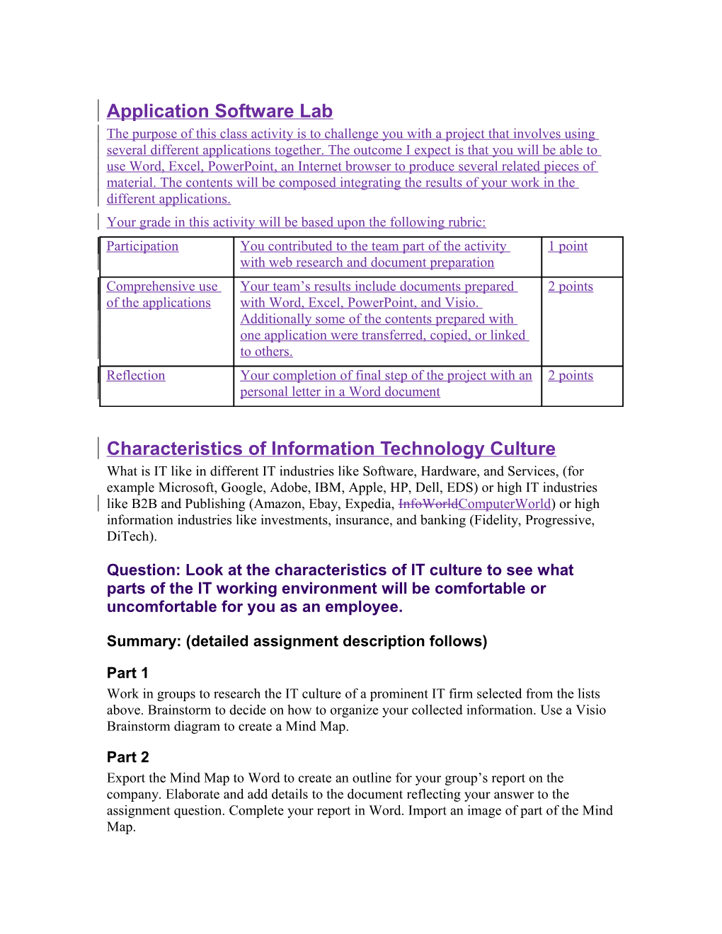 What Is IT Like in Different IT Industries Like Software, Hardware, Services, (MS, Google