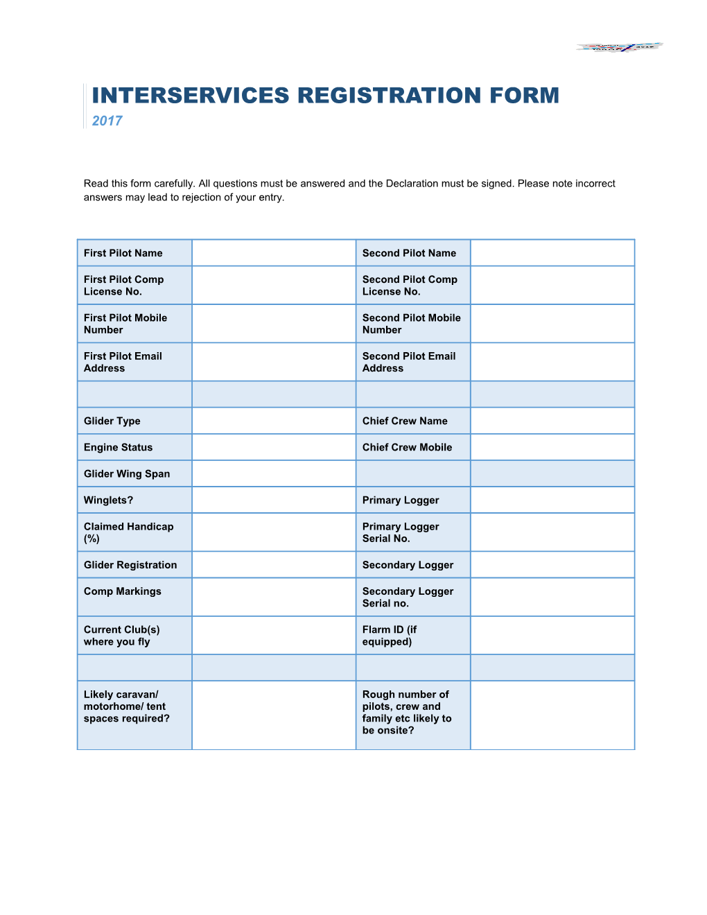 Interservices Registration Form