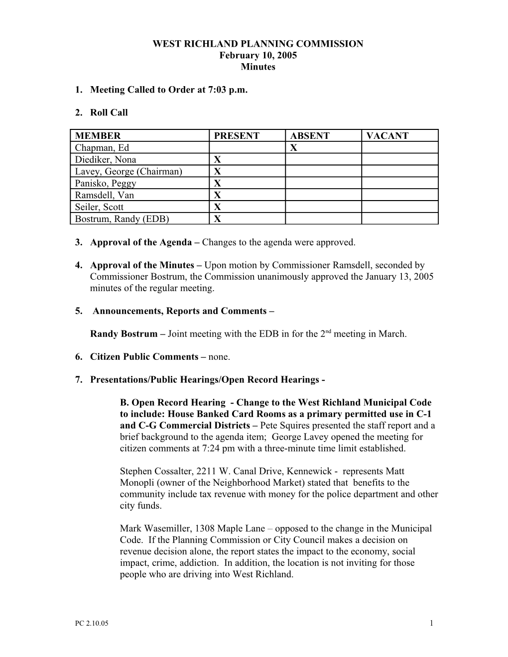 West Richland Planning Commission