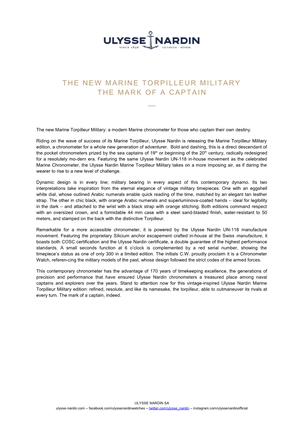 THE NEW MARINE TORPILLEUR MILITARY the Mark of a Captain