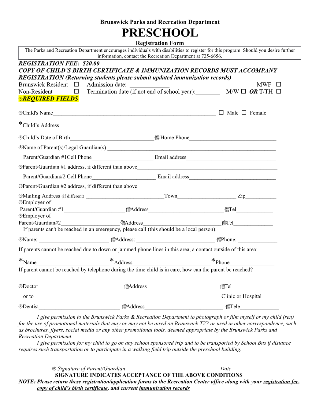 Registration Form Form