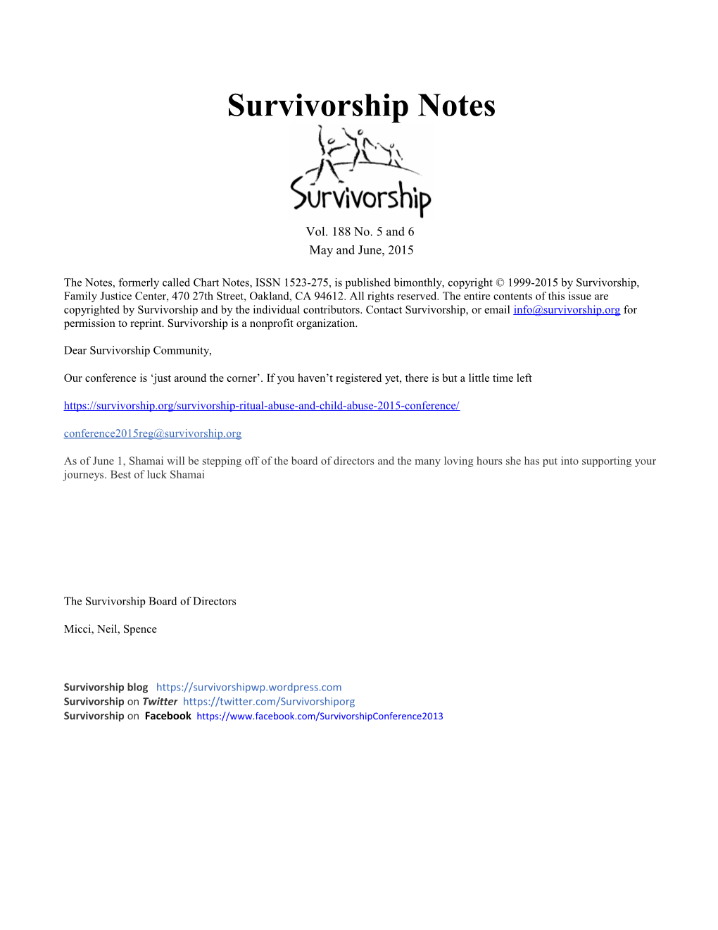 Survivorship Notes