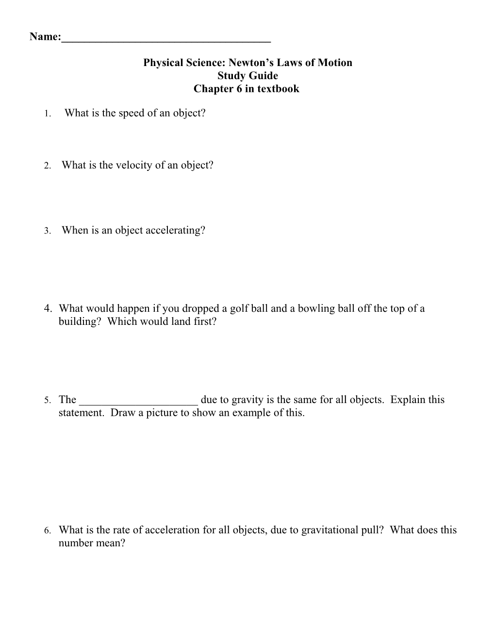 Physical Science: Newton S Laws of Motion