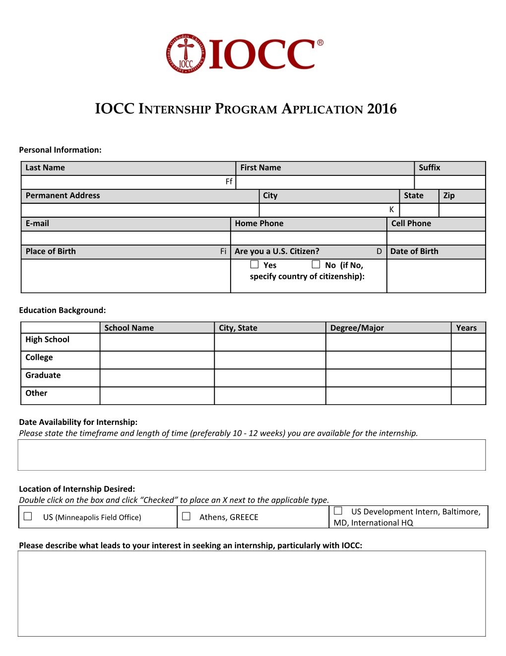 IOCC Internship Programapplication 2016