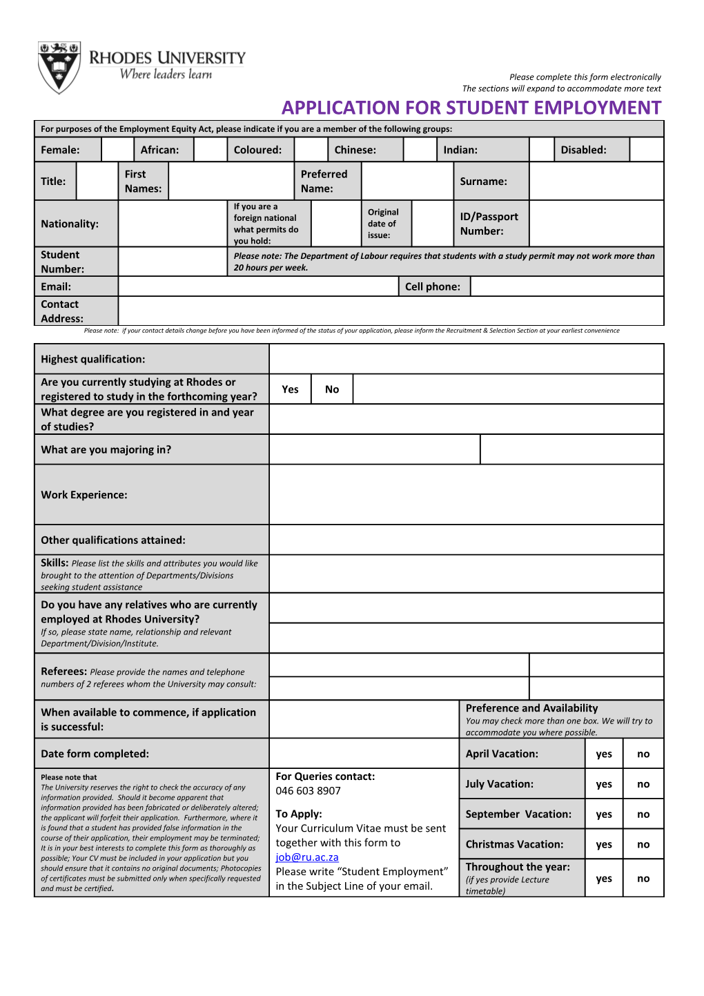 Please Complete This Form Electronically