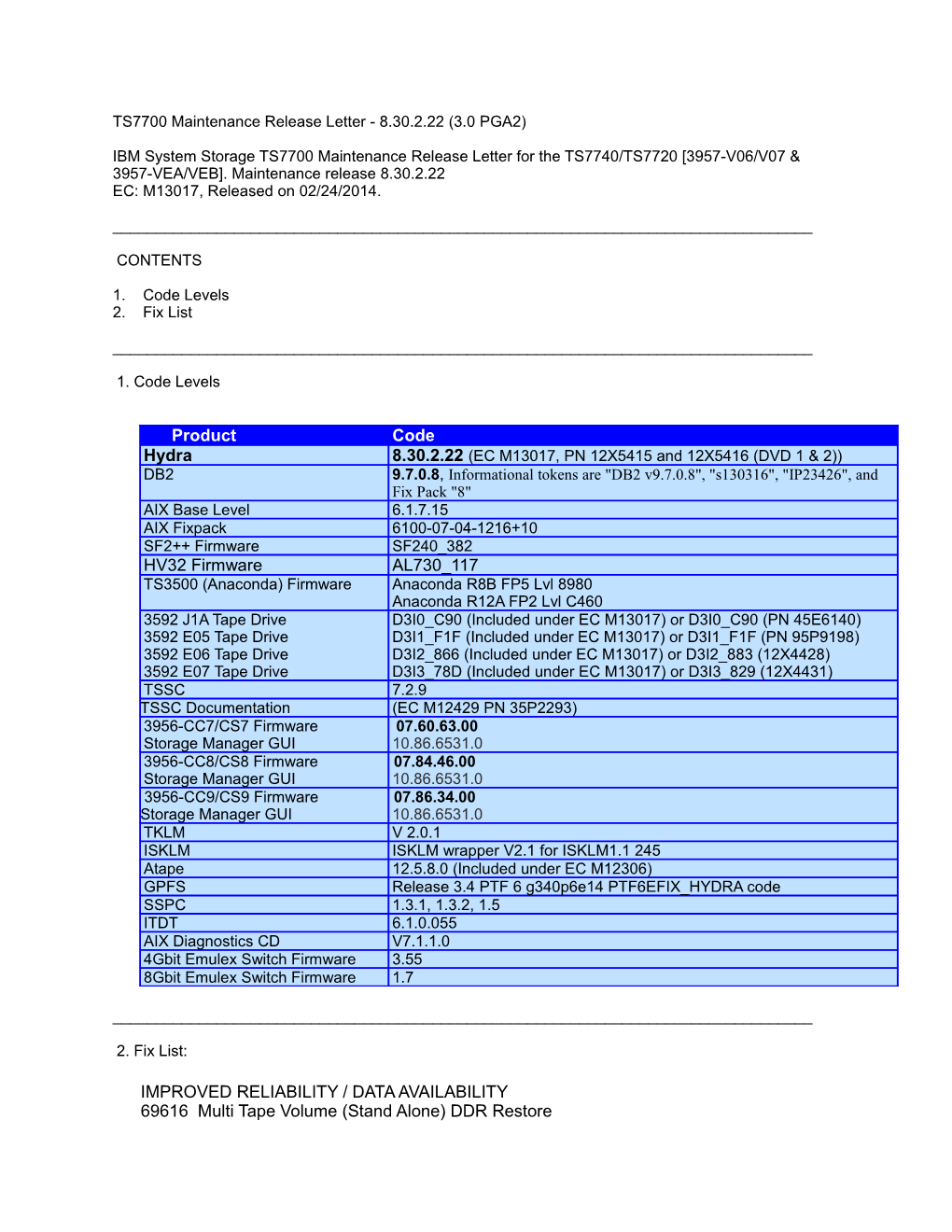 TS7700 Maintenance Release Letter - 8