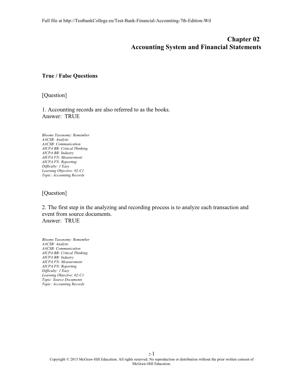 Accounting System and Financial Statements