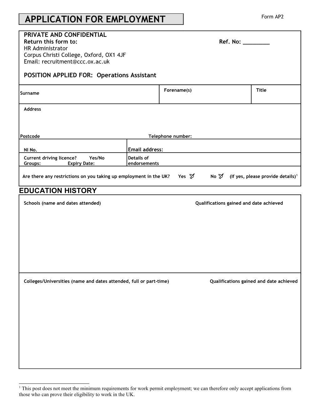 Application for Employment s103