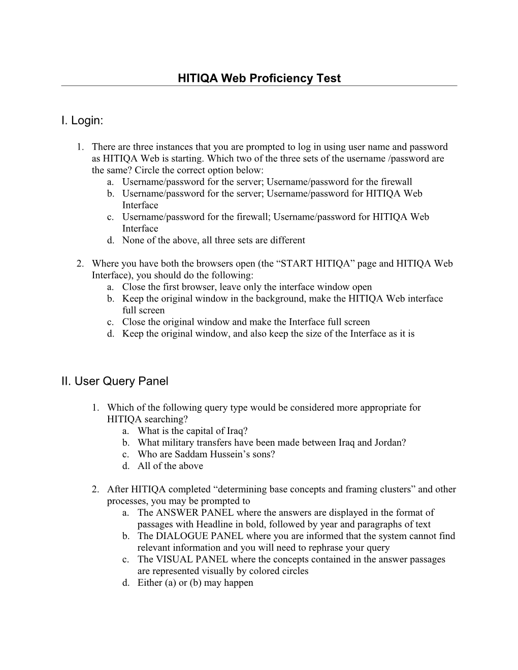 HITIQA Web Proficiency Test