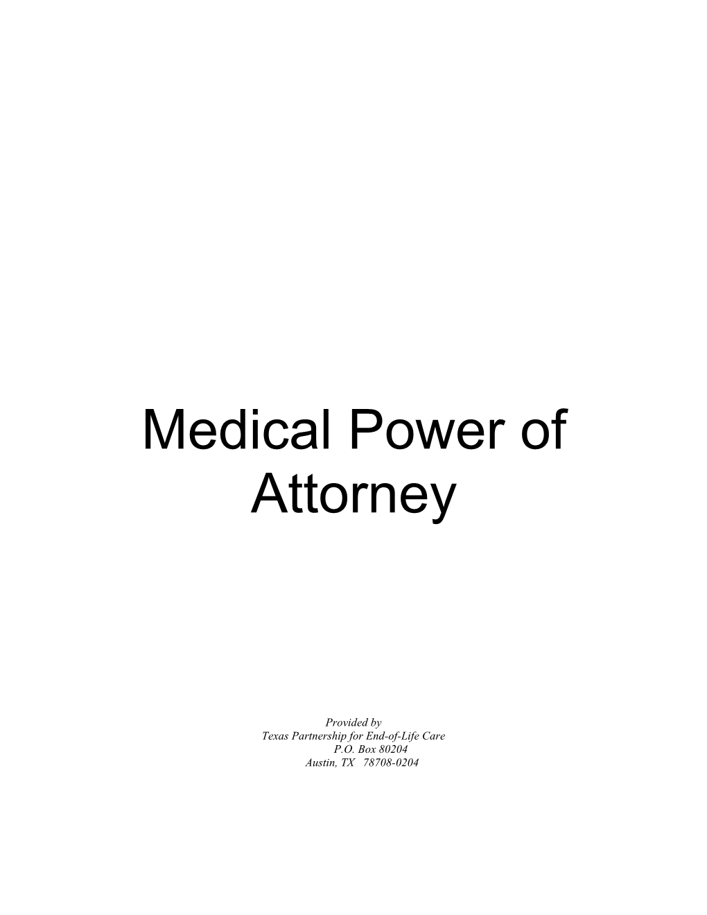 Medical Power of Attorney