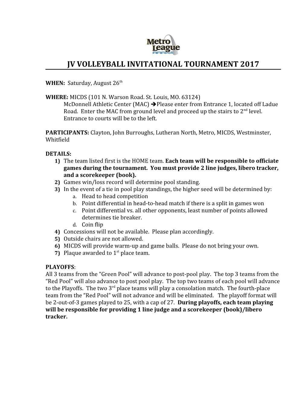 Jv Volleyball Invitational Tournament 2017